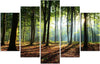 Quadri-Quadro-5-pezzi-Stampa-su-tela-Foresta-Verde-Natura