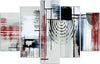 Quadri-Quadro-5-pezzi-Stampa-su-tela-Grigio-astratto-rosso