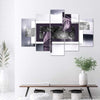 Quadri-Quadro-5-pezzi-Stampa-su-tela-Grigio-viola-astratto