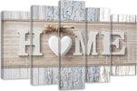 Quadri-Quadro-5-pezzi-Stampa-su-tela-Home-Cuore-tavole-di-legno-Vintage