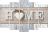 Quadri-Quadro-5-pezzi-Stampa-su-tela-Home-Cuore-tavole-di-legno-Vintage