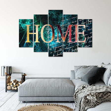 Quadri-Quadro-5-pezzi-Stampa-su-tela-Home-Sfondo-carta-da-parati-Blu