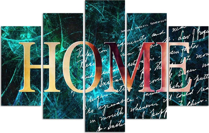 Quadri-Quadro-5-pezzi-Stampa-su-tela-Home-Sfondo-carta-da-parati-Blu