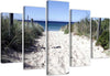 Quadri-Quadro-5-pezzi-Stampa-su-tela-Mare-Spiaggia-Sabbia-Erba