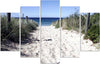 Quadri-Quadro-5-pezzi-Stampa-su-tela-Mare-Spiaggia-Sabbia-Erba