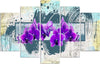 Quadri-Quadro-5-pezzi-Stampa-su-tela-Orchidea-fiore-viola
