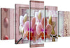 Quadri-Quadro-5-pezzi-Stampa-su-tela-Orchidee-a-fiore-rosa