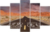 Quadri-Quadro-5-pezzi-Stampa-su-tela-Paesaggio-stradale-della-Route-66