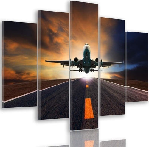 Quadri-Quadro-5-pezzi-Stampa-su-tela-Piano-del-tramonto