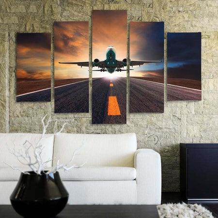 Quadri-Quadro-5-pezzi-Stampa-su-tela-Piano-del-tramonto