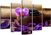 Quadri-Quadro-5-pezzi-Stampa-su-tela-Pietre-termali-Zen-Orchid