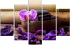 Quadri-Quadro-5-pezzi-Stampa-su-tela-Pietre-termali-Zen-Orchid