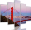 Quadri-Quadro-5-pezzi-Stampa-su-tela-Ponte-del-Golden-Gate