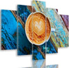 Quadri-Quadro-5-pezzi-Stampa-su-tela-Tazze-da-caffè-in-legno-retrò