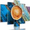 Quadri-Quadro-5-pezzi-Stampa-su-tela-Tazze-da-caffè-in-legno-retrò