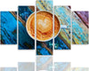Quadri-Quadro-5-pezzi-Stampa-su-tela-Tazze-da-caffè-in-legno-retrò
