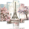 Quadri-Quadro-5-pezzi-Stampa-su-tela-Torre-Eiffel-di-Parigi-pastello