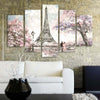 Quadri-Quadro-5-pezzi-Stampa-su-tela-Torre-Eiffel-di-Parigi-pastello