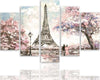 Quadri-Quadro-5-pezzi-Stampa-su-tela-Torre-Eiffel-di-Parigi-pastello