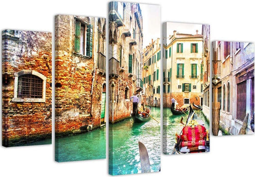 Quadri-Quadro-5-pezzi-Stampa-su-tela-Venezia-città-Italia