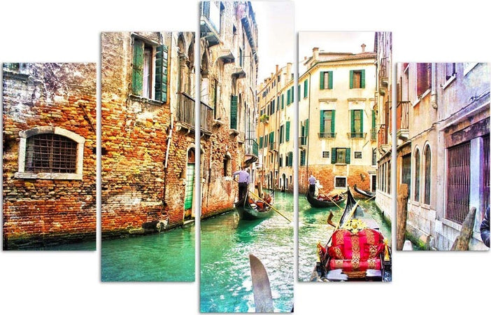 Quadri-Quadro-5-pezzi-Stampa-su-tela-Venezia-città-Italia