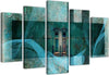 Quadri-Quadro-5-pezzi-Stampa-su-tela-Windows-Abstraction-Turquoise