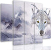 Quadri-Quadro-5-pezzi-Stampa-su-tela-Wolf-Fog-Forest-Grey