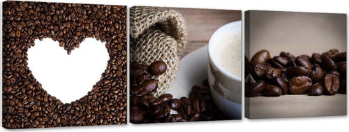 Quadri-Quadro-Multipannello-Cuore-di-chicco-di-caffè