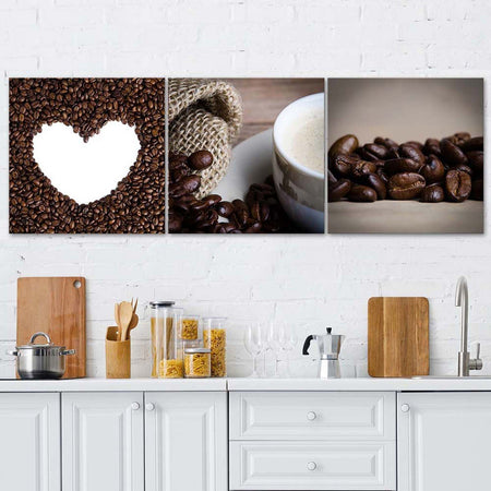 Quadri-Quadro-Multipannello-Cuore-di-chicco-di-caffè