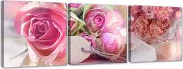 Quadri-Quadro-Multipannello-Rose-rosa-vintage