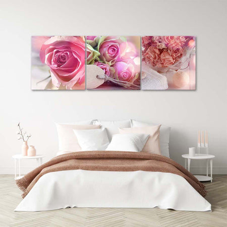Quadri-Quadro-Multipannello-Rose-rosa-vintage