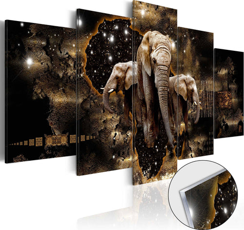 Quadri-su-vetro-acrilico-Brown-Elephants-[Glass]