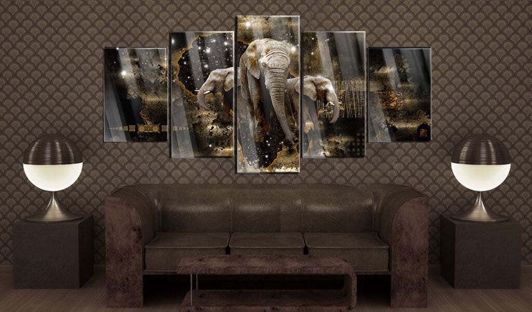 Quadri-su-vetro-acrilico-Brown-Elephants-[Glass]