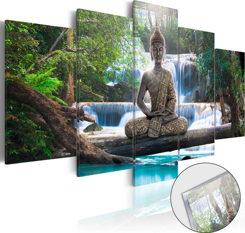 Quadri-su-vetro-acrilico-Buddha-and-Waterfall-[Glass]