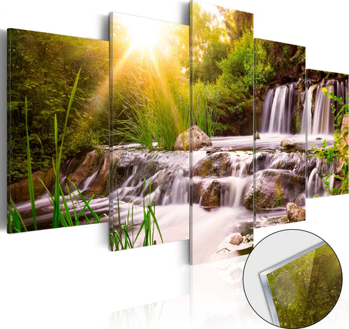 Quadri-su-vetro-acrilico-Forest-Waterfall-[Glass]
