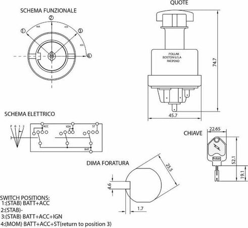 Quadro avviamento p - 0 - 1 - 2 IP54 Confezione da 1pz