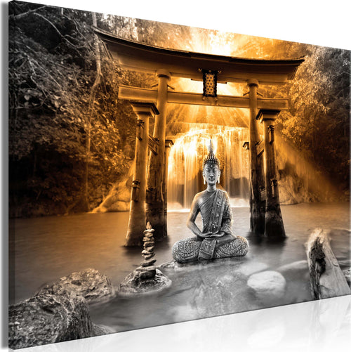Quadro-Buddha-Smile-(1-Part)-Wide-Orange
