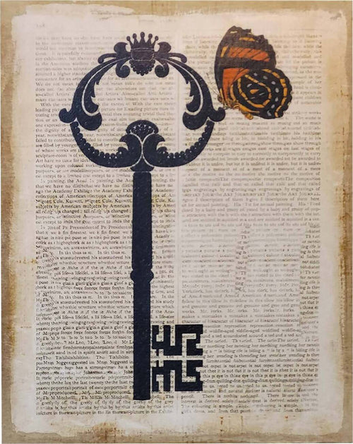 Quadro Da Appendere Legno Su Tela Con Stampa Chiave E Farfalla Quadro per Arredo Interni 50 X 40x3 Cm Casa e cucina/Decorazioni per interni/Arte/Poster e stampe Ideart - Valdilana, Commerciovirtuoso.it