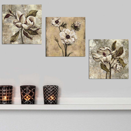 QUADRO DECORATIVO 3 PEZZI IN MDF FIORI GRIGIO, VERDE Casa e cucina/Decorazioni per interni/Arte/Poster e stampe Scontolo.net - Potenza, Commerciovirtuoso.it