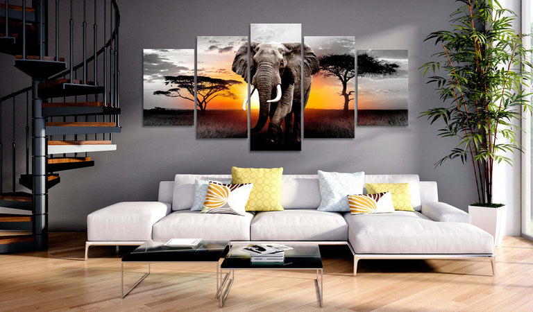 Quadro-Elephant-at-Sunset