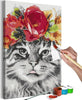 Quadro-fai-da-te-Cat-With-Flowers