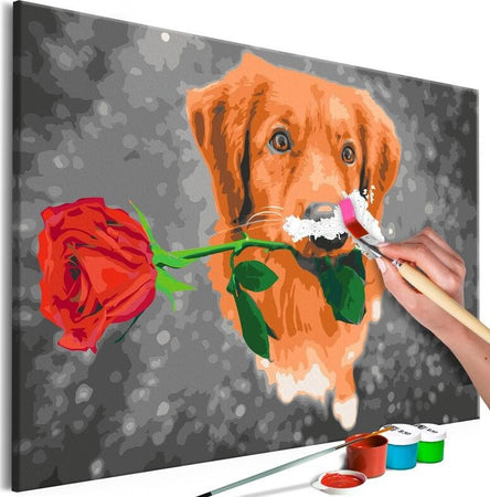 Quadro-fai-da-te-Dog-With-Rose