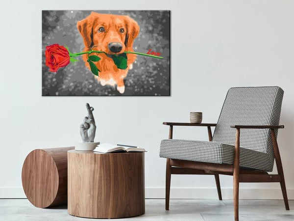 Quadro-fai-da-te-Dog-With-Rose