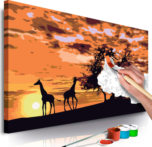 Quadro-fai-da-te-Nel-mezzo-della-savana-(Giraffe-&-Elefanti)