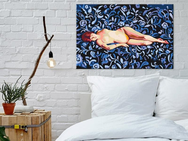 Quadro-fai-da-te-Nude-on-a-Blue-Background