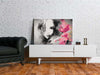 Quadro-fai-da-te-Ritratto-in-bianco-e-nero-con-fiore-rosa