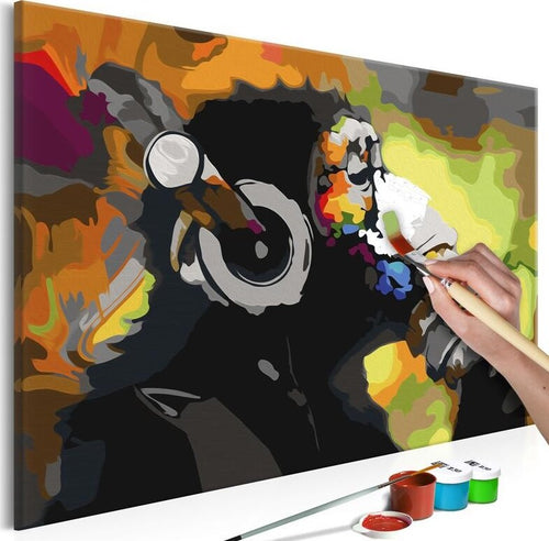 Quadro-fai-da-te-Scimmia-colorata-con-le-cuffie