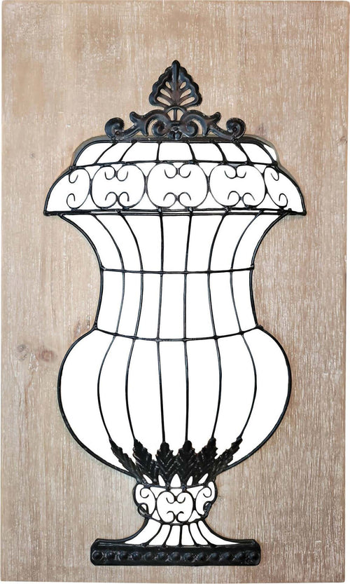 Quadro Il Legno con Vaso In Rilievo In Ferro Battuto Nero Quadro Shabby 51 X 30,5 Cm Design Country Casa e cucina/Decorazioni per interni/Arte/Poster e stampe Ideart - Valdilana, Commerciovirtuoso.it