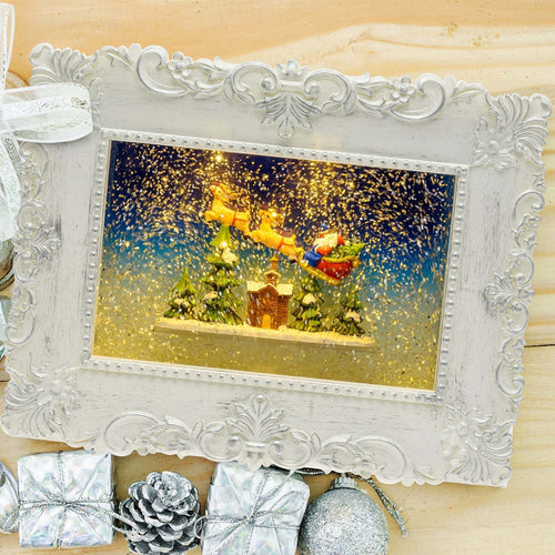 Quadro luminoso con babbo natale cornice bianca led a batteria decorazione natalizia Casa e cucina/Decorazioni per interni/Addobbi e decorazioni per ricorrenze/Decorazioni natalizie/Ghirlande e corone MagiediNatale.it - Altamura, Commerciovirtuoso.it