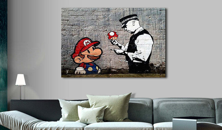 Quadro-Mario-and-Cop-by-Banksy